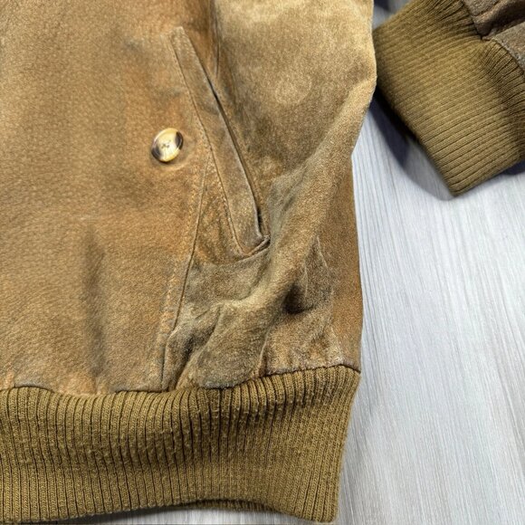 Orvis Leather Bomber Jacket Aviator Vintage Brown Mens Size L Large - Picture 12 of 16